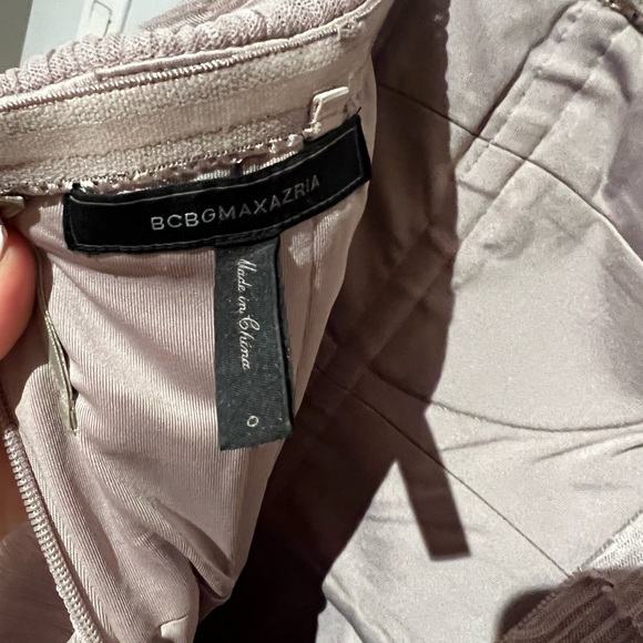 BCBGMAXAZRIA PINK TAUPE MINI STRAPLESS COCKTAIL PARTY DRESS RUFFLES SIZE 0 - Picture 3 of 4